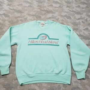 VTG Hilton Head Island Bassett Walker Sweatshirt Mens Medium Green Pullover